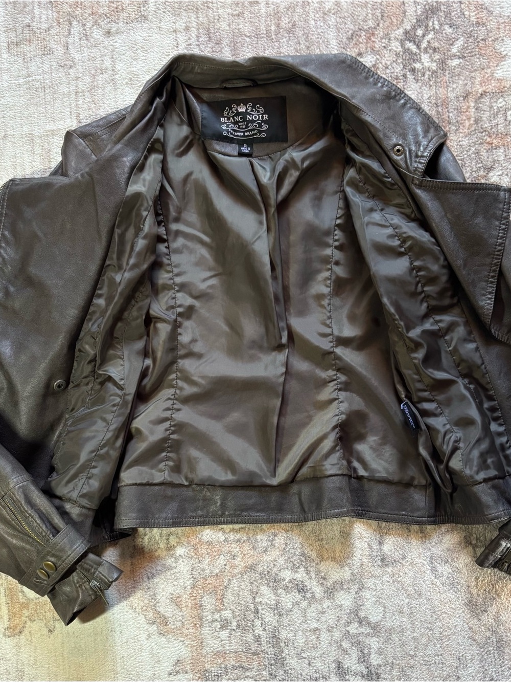 blanc noir Women's Grey Leather  Moto Jacket Sz Small - Picture 4 of 14